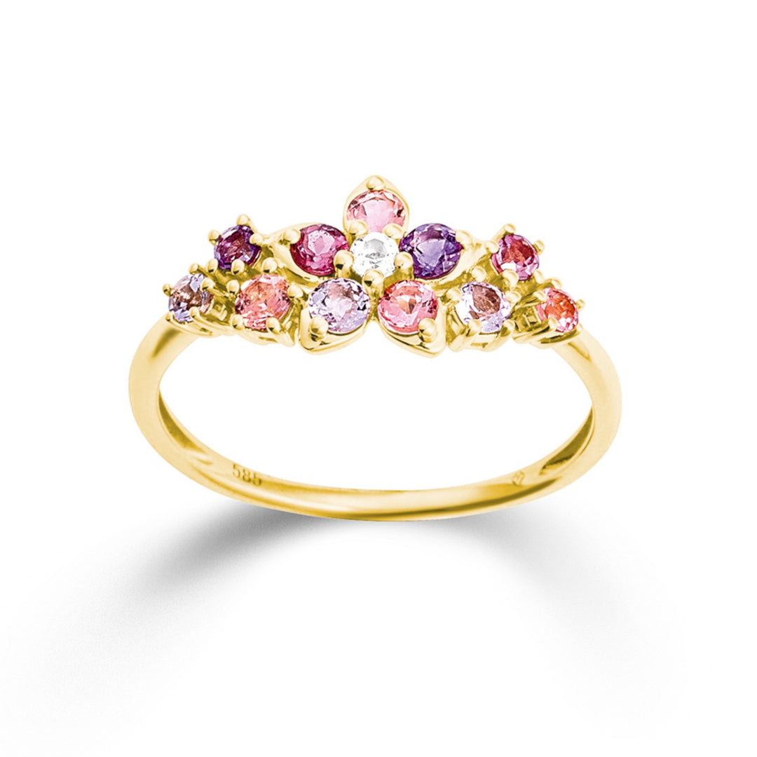 14 Karaat Geelgouden Ring met Multicolor Edelstenen 1.50.8906