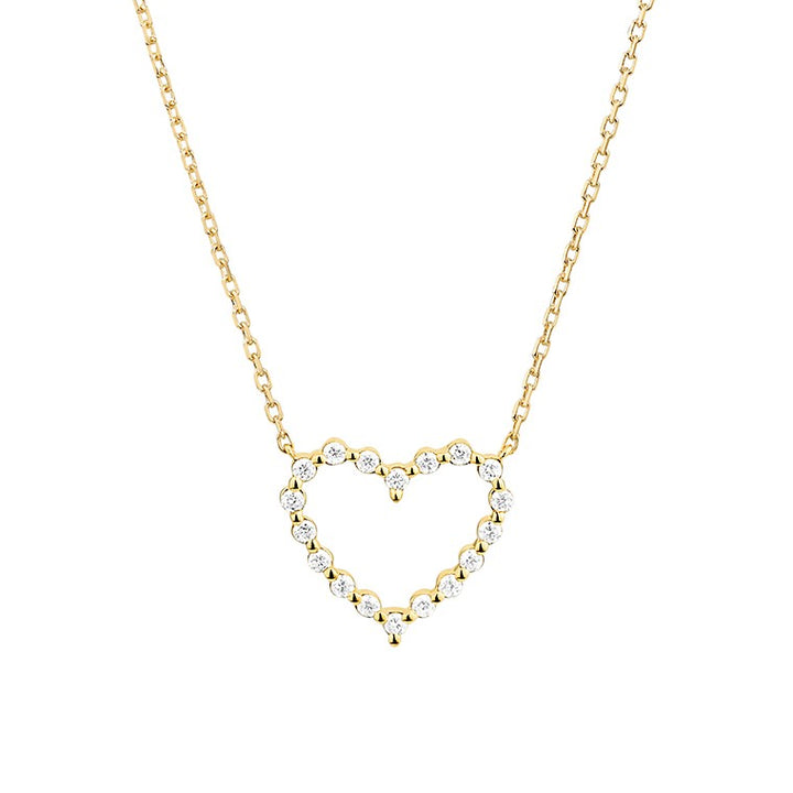 14 Karaat Gouden Hart Hanger met 18 Diamanten 0,17 ct