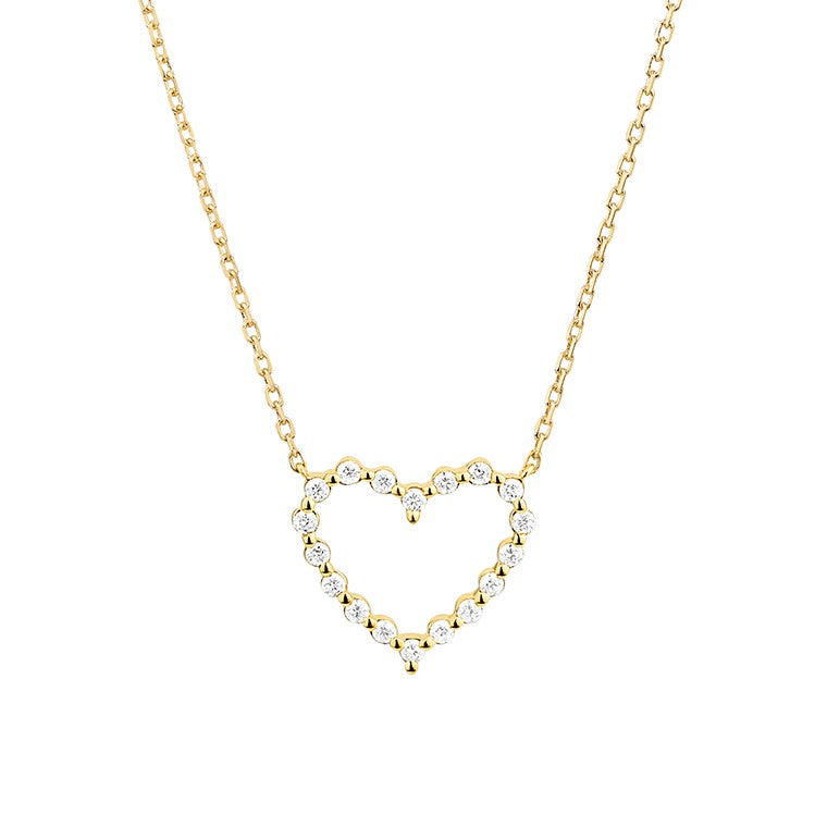 14 Karaat Gouden Hart Hanger met 18 Diamanten 0,17 ct
