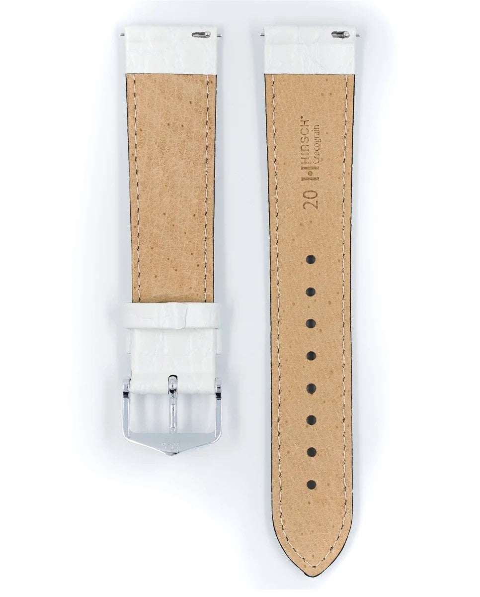 HIRSCH CROCOGRAIN M WHITE CALF 20/18MM