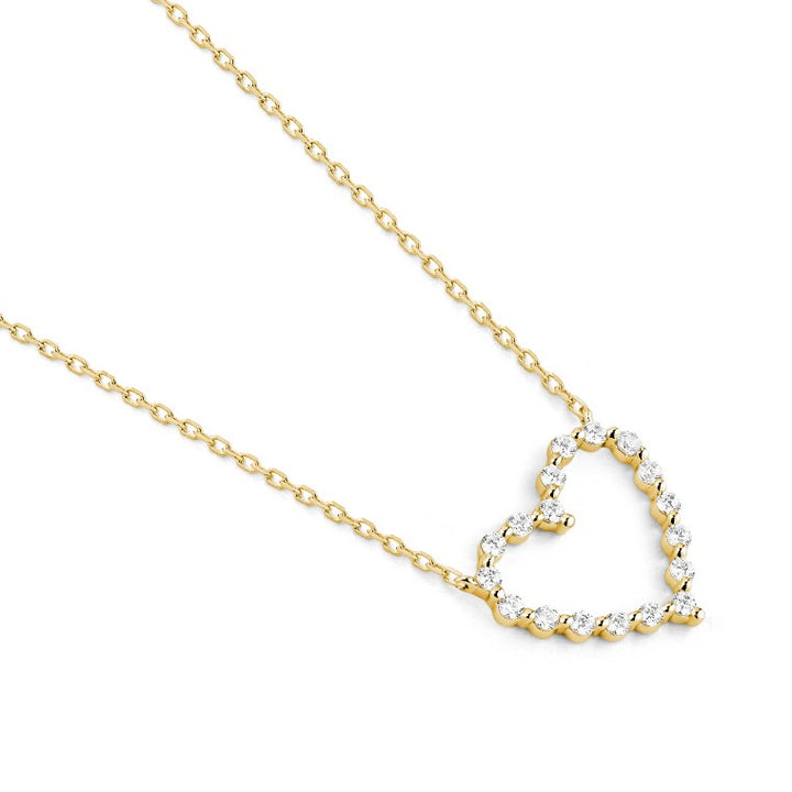 14 Karaat Gouden Hart Hanger met 18 Diamanten 0,17 ct