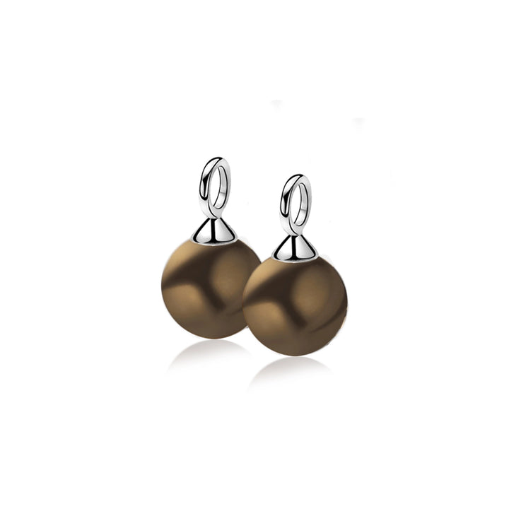 ZINZI ZICH266BR Zilveren Oorbedels met Bruine Parel 10 mm