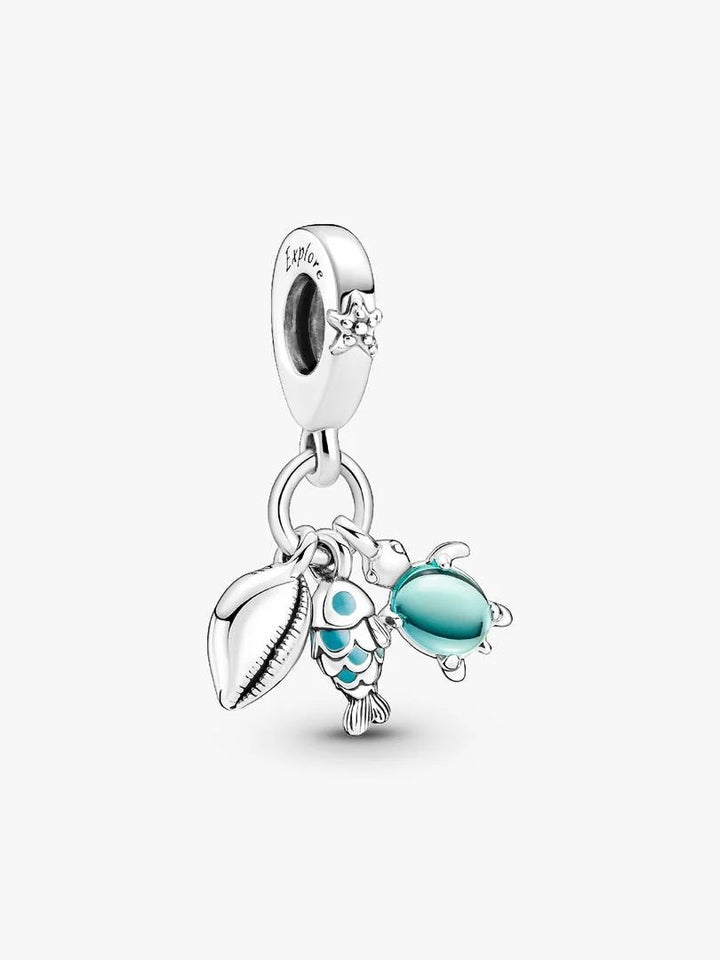 Pandora Bedel Silver Fish, Sea Turtle &amp; Conch Triple Charm 791697C01