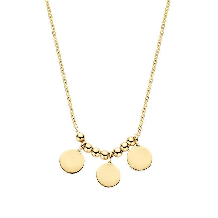 3170YGO Blush geelgouden collier met 3 ronde plaatjes