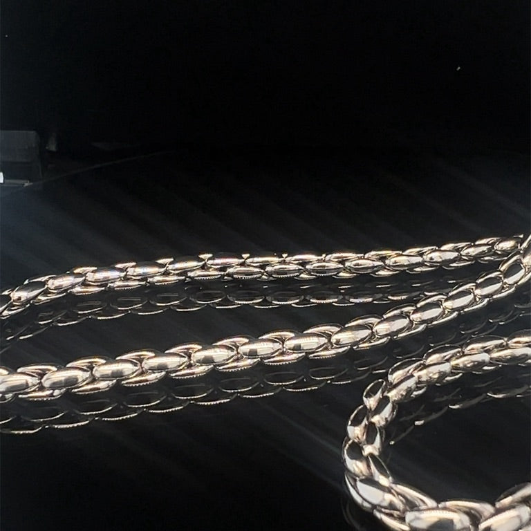 14 kt fantasie collier witgoud 50 cm zwaar model