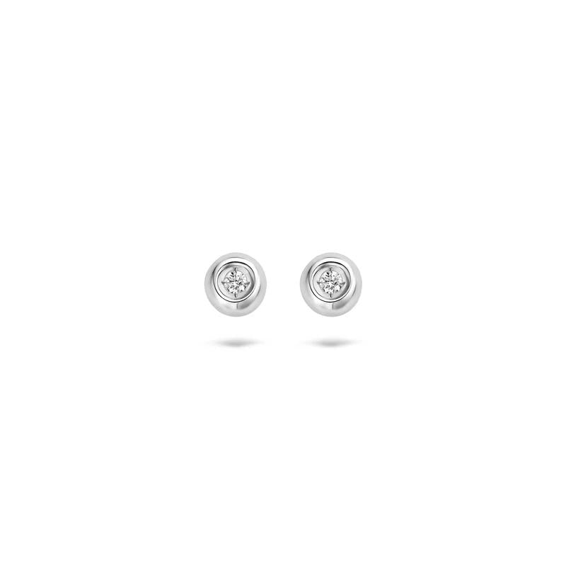Oorknoppen 7627WDI- 14k Wit goud met Diamant