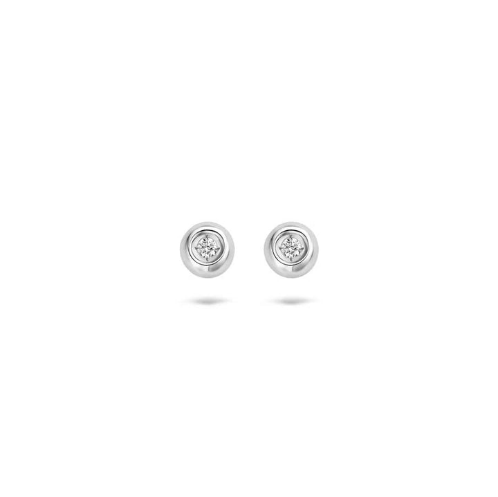 Oorknoppen 7627WDI- 14k Wit goud met Diamant