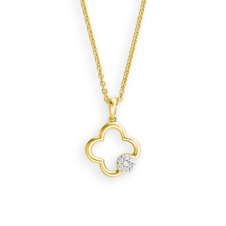 14 Karaat Geelgouden Klaver Hanger met 0,03 ct Briljant K13952G