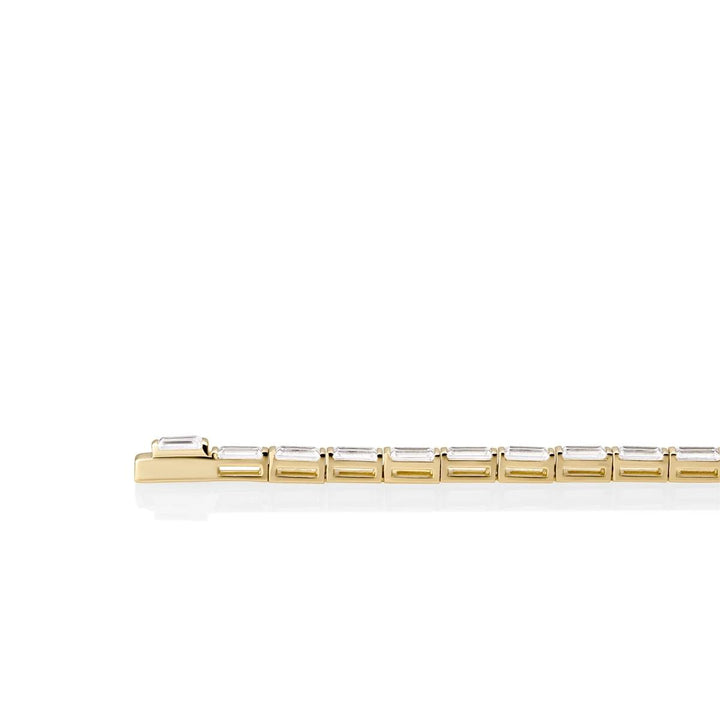 Bracelet | Tennis Baguette gold plated - Silver - 19cm
