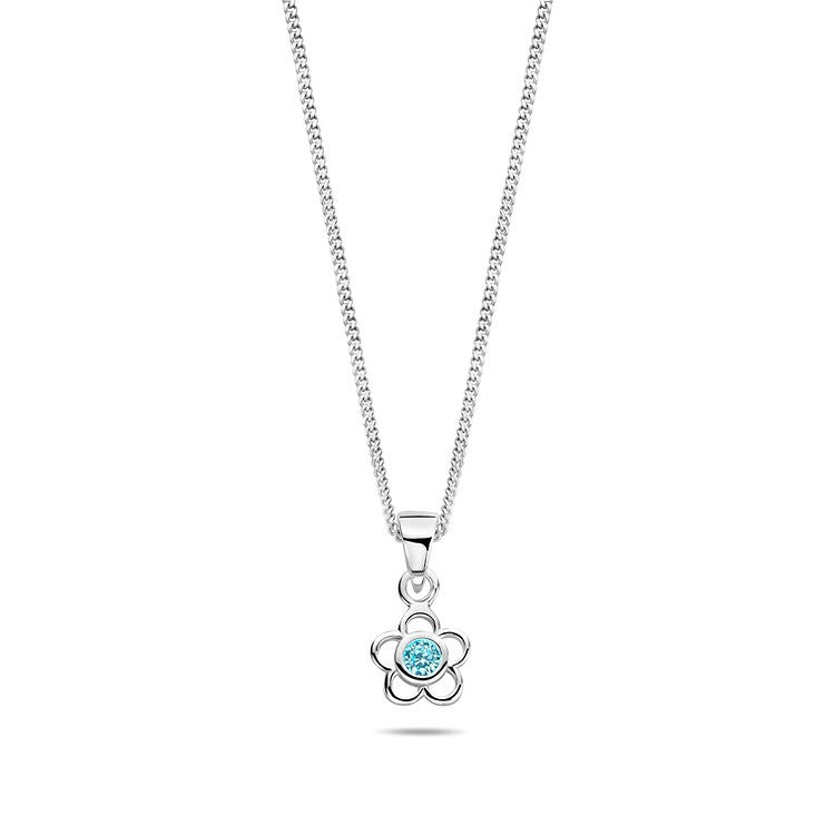 zilveren collier met hanger hart steen  blauw 574.068