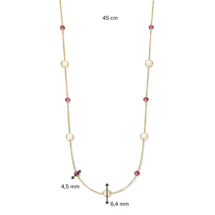 14 kt collier edelstenen Robijn& Maansteen