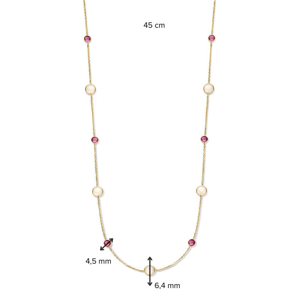 14 kt collier edelstenen Robijn&amp; Maansteen