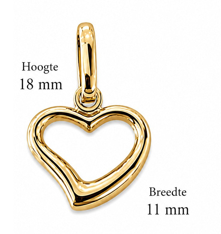 14 Karaat Geelgouden Hart Hanger – 18 x 11 mm