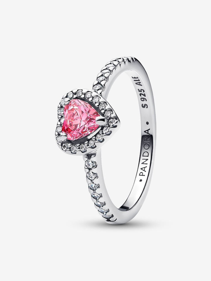 Zilveren Verhoogd roze hartring 198421C03