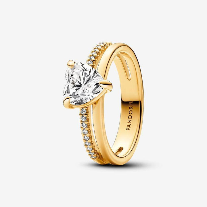 Ring met dubbele band en hart 163100C01-52