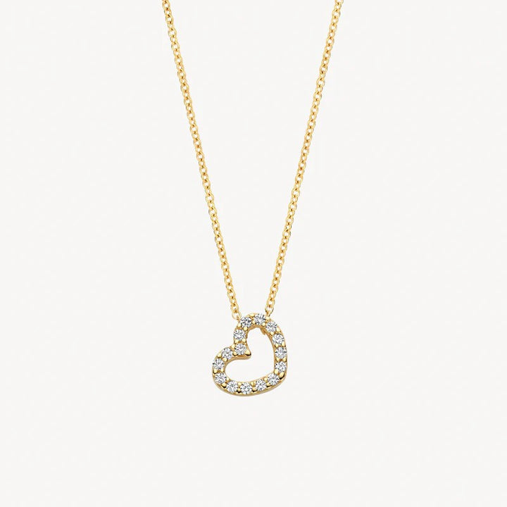 14k Geelgouden Collier hart met Zirkonia 3072YZI