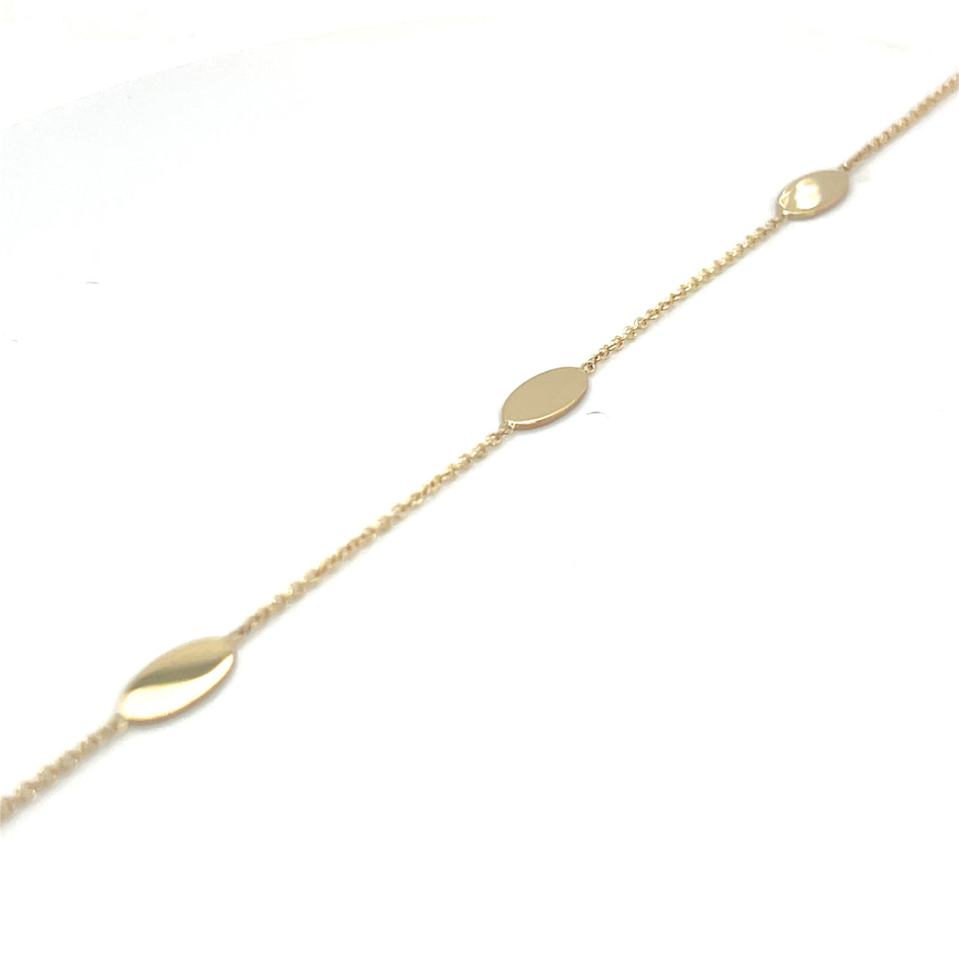14 kt armband 3 x ovale plaatjes 3x5 mm 17-19 cm