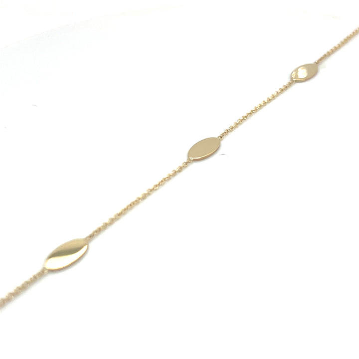14 kt armband 3 x ovale plaatjes 3x5 mm 17-19 cm