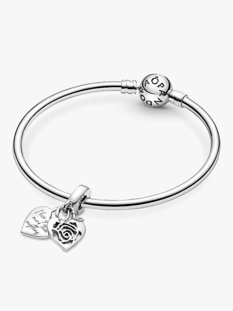Pandora Moments 925 Sterling Silver Roos Hart Hangslot Hangende Bedel