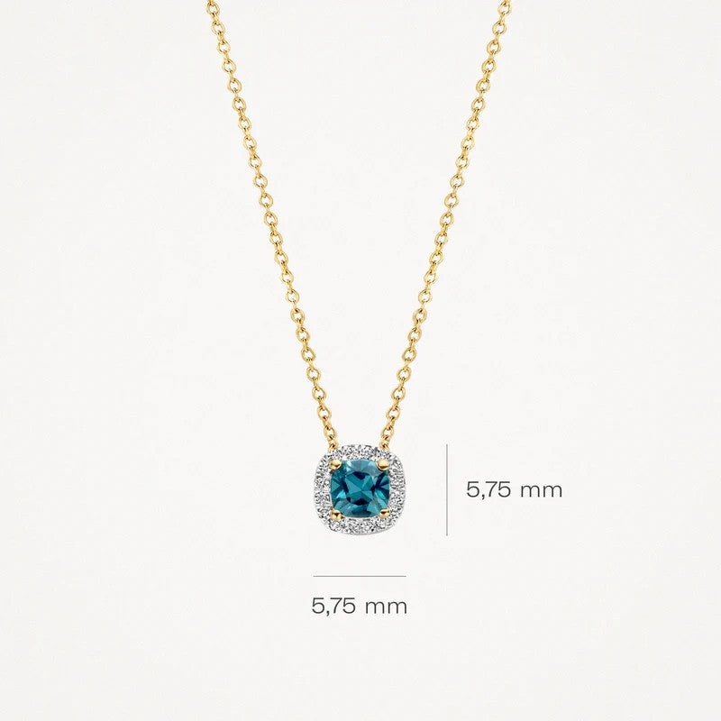 Collier 3607YDL - 14k Wit en Geelgoud met Diamant en London blue topaz