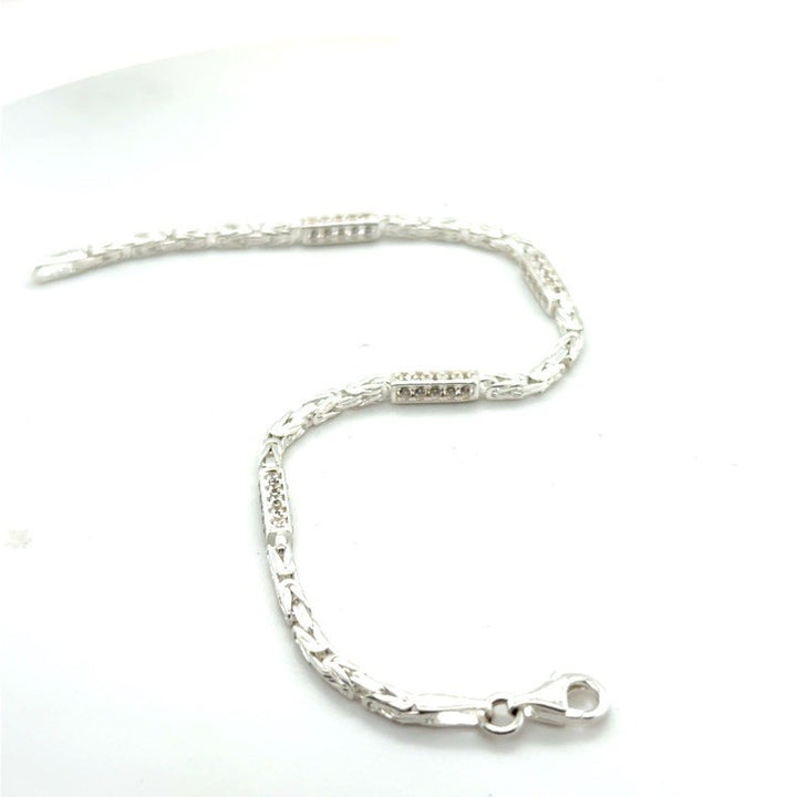 Zilveren Massieve Koningsschakel Armband met Zirkonia – 2,3 mm x 19 cm