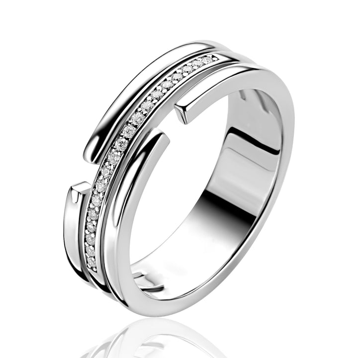 ZINZI zilveren multi-look ring (6mm breed) 3 banen met witte zirkonias ZIR2730C