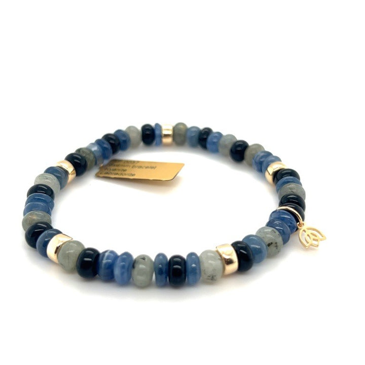 Y&amp;G edelstenen armband met onyx, labradoriet en kyaniet SP0037