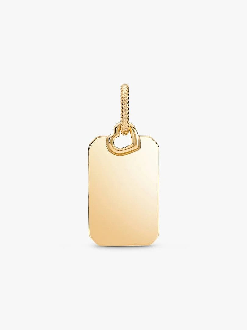 Pandora Vergulde Graveerbare Rechthoekige Plaatje Hanger met Hart 368611C00