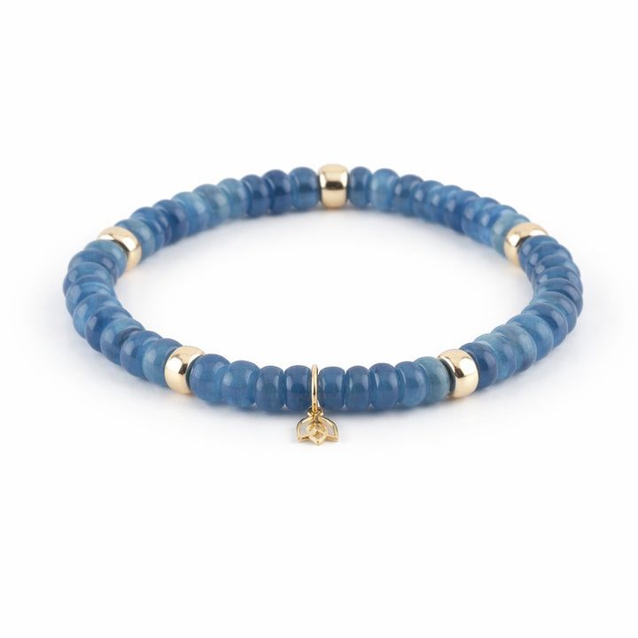 Y&amp;G edelstenen armband | Kyaniet &amp; 14 karaats goud 7029