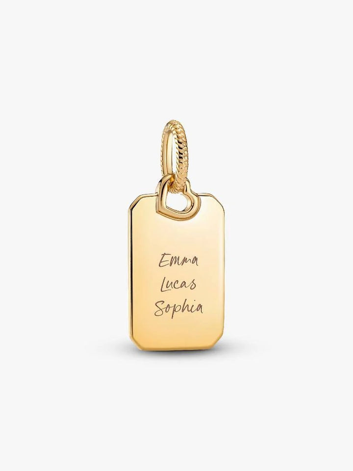 Pandora Vergulde Graveerbare Rechthoekige Plaatje Hanger met Hart 368611C00