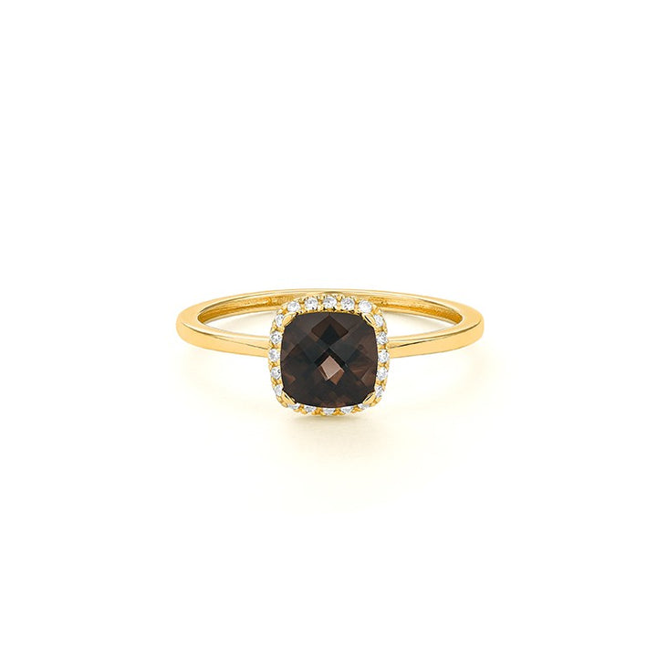 14 Karaat Witgouden Entourage Ring met rookkwarts & diamant