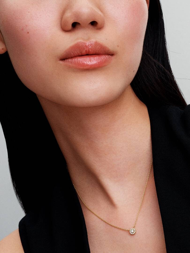 Pandora Halsketting met hanger met ronde halo en pavé 363548C01