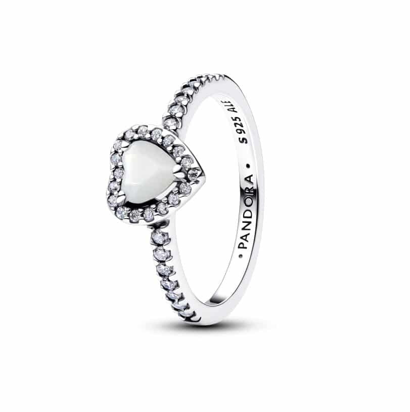 Pandora Elevated White Heart Ring 198421C11