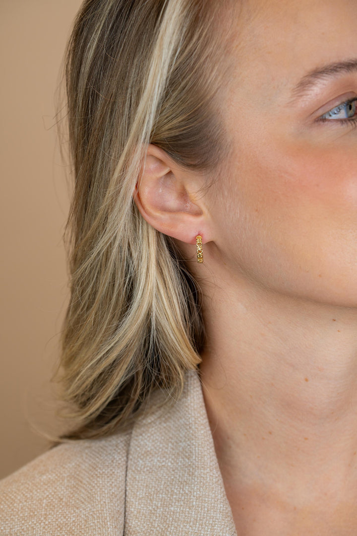 ZINZI goldplated oorringen met fantasie schakels ZIO2802