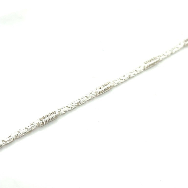 Zilveren Massieve Koningsschakel Armband met Zirkonia – 2,3 mm x 19 cm