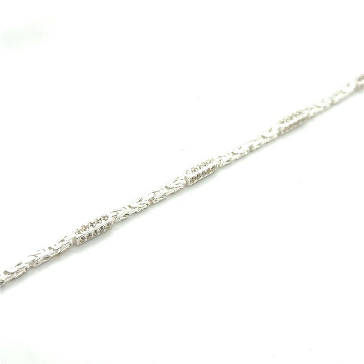 Zilveren Massieve Koningsschakel Armband met Zirkonia – 2,3 mm x 19 cm