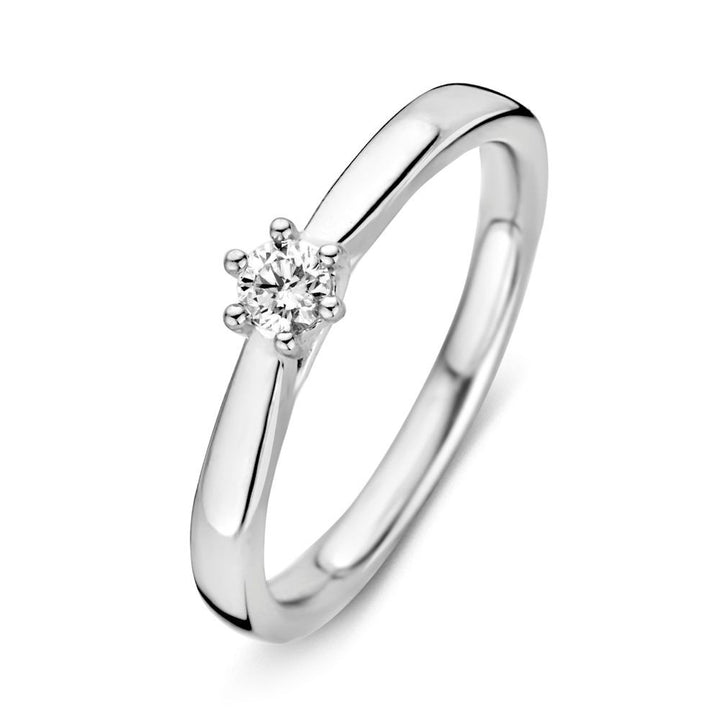 14 Karaats witgouden ring met diamant 0.14 ct
