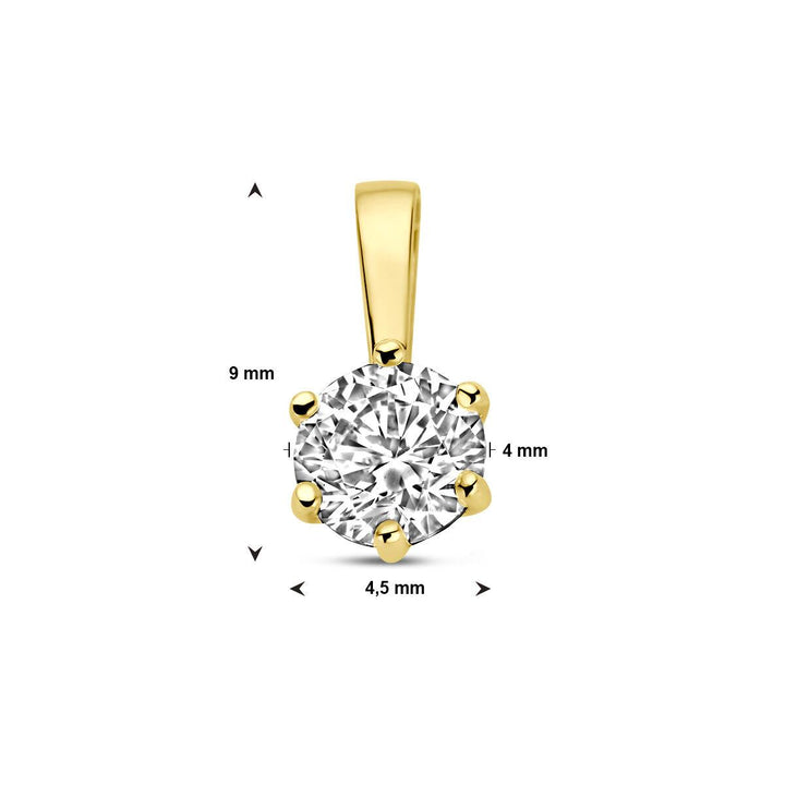 14 kt Geelgouden hanger met zirkonia. De hanger is onderdeel van een set.