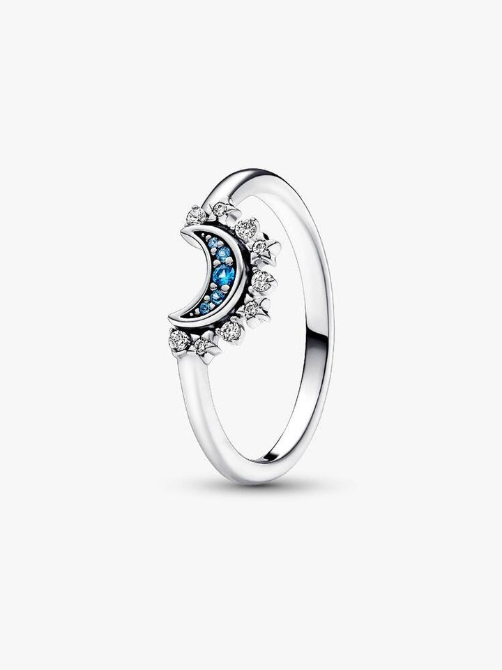 Pandora Hemels Blauwe Sprankelende Maan Ring Sterling Zilver 192675C01