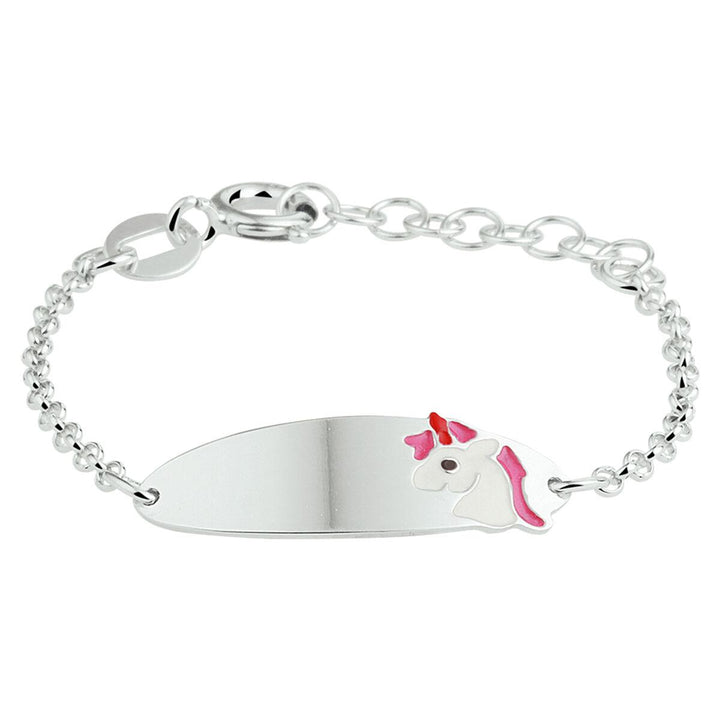zilveren graveerplaat armband unicorn