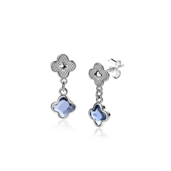 ZINZI zilveren oorsieraden met blauwe klavers 8mm ZIO2582