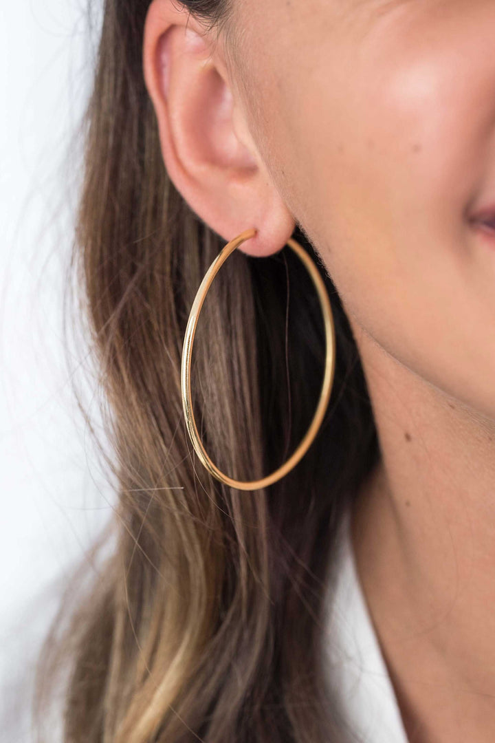 ZINZI  zilveren oorringen 55 mm ZIO437G goldplated
