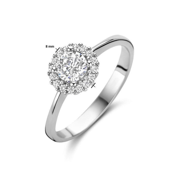 Gerhodineerd 925 Zilveren Ring met Zirkonia – 8 mm