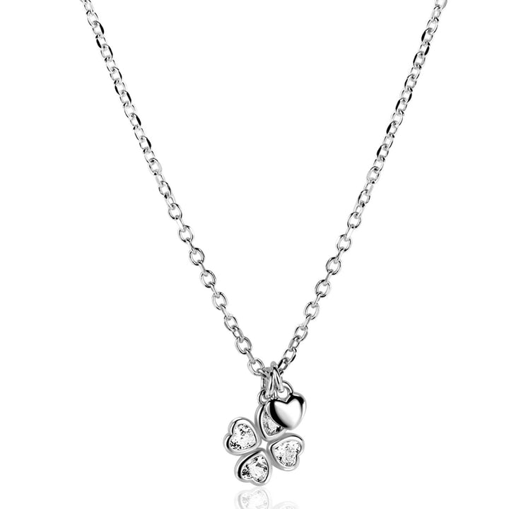 ZINZI zilveren ketting met klavertje vier &amp; hartje – ZIC2783 (45cm)