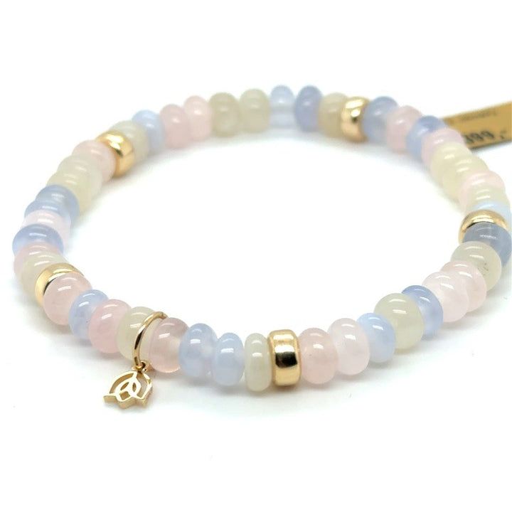 Y&amp;G Edelstenen Armband Chalcedoon parels SP0068 met 14 kt Gouden Beads