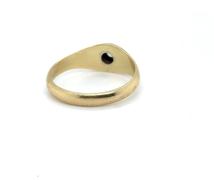 14 kt Geelgouden Engelse Ring met Diamant – Maat 64