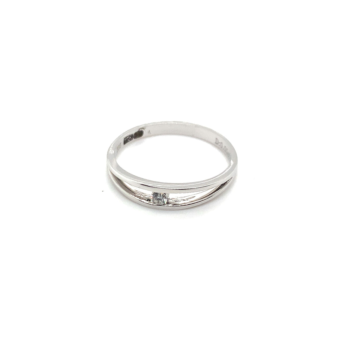 TRI059-W 14 Karaats gouden slag-ring met een briljant