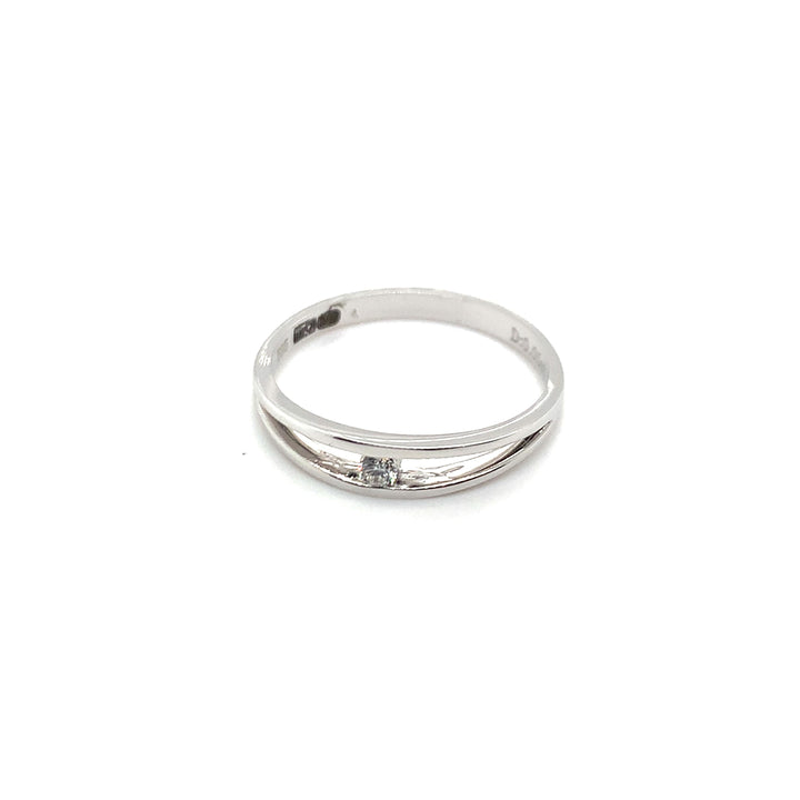 TRI059-W 14 Karaats gouden slag-ring met een briljant