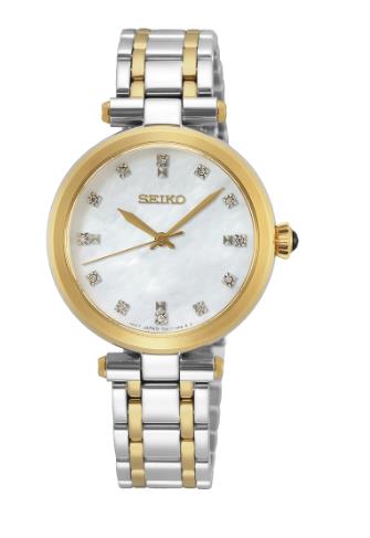 Seiko SRZ532P1 bicolor dameshorloge met parelmoer en diamant
