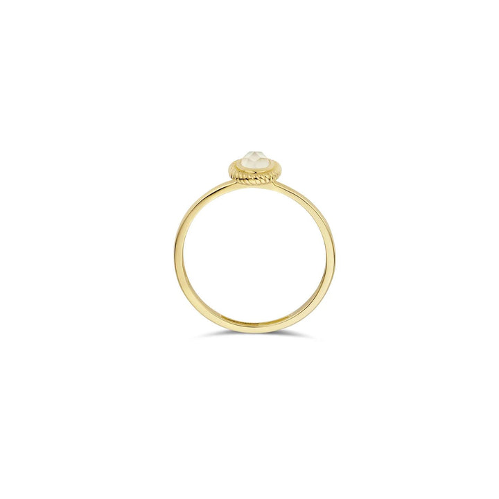 Ring 1239YMQ - 14k Geel goud met mother of pearl en pure quartz